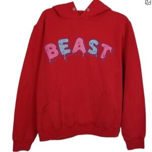 Frosted Mr Beast red hoodie small